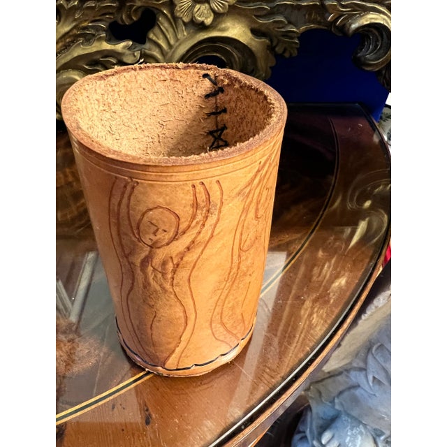 Mid-Century Modern Small 1970s Leather Pencil Holder For Sale - Image 3 of 5
