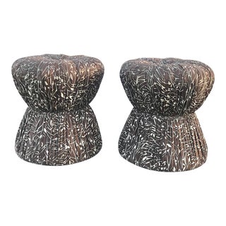 1980s Custom Made Hourglass Ottomans - a Pair For Sale