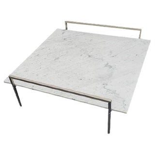 Marble Coffee Table on Rectangular Metal Base, 1960s For Sale