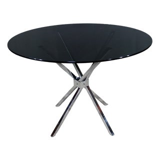 Small Mikado Table in Glass and Chromed Metal, 1970s For Sale