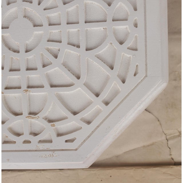 Moroccan Hand Carved Wooden Side Table, Octagonal All White For Sale - Image 4 of 6