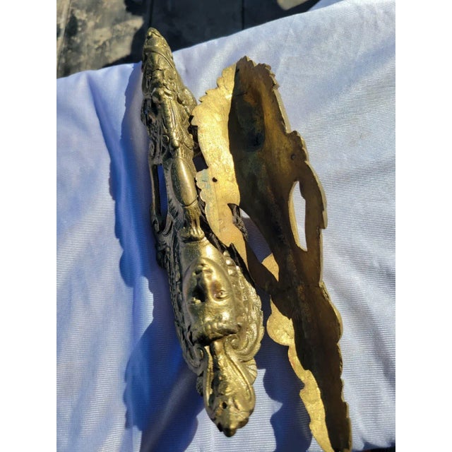 19th C French Ormolu Bronze Mounts Pair Gilt Gold Female Face Appliques For Sale In Philadelphia - Image 6 of 13