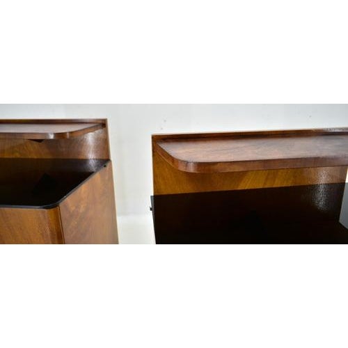 Bedside Tables attributed to Jindřich Halabala, Czechoslovakia, 1940s, Set of 2 For Sale - Image 3 of 18