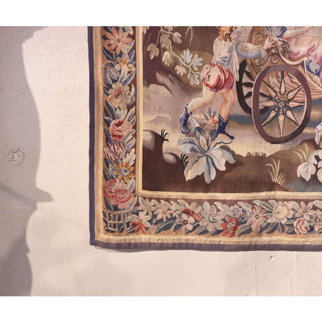 Mid-19th Century French Aubusson Pastoral Wall Tapestry With Floral Border For Sale In Dallas - Image 6 of 12