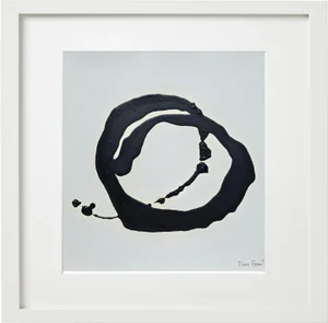 18' X 18' Framed Original Black and White Painting by Diane Grant / Robert Motherwell