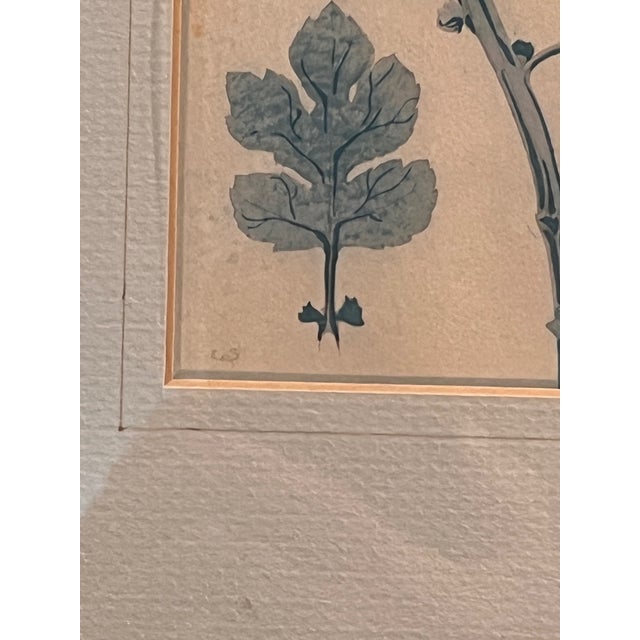 Late 20th Century Vintage Signed Monogram Botanical Woodblock Print Chrysanthemums Metal Frame 14x11 For Sale - Image 5 of 7