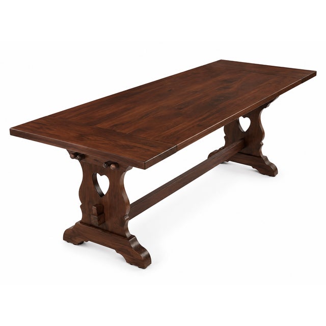 Mission Antique Wood Trestle Dining Table For Sale - Image 3 of 4