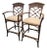 Vintage Rattan Chinese Chippendale Regency Tall Rattan Arm Bar Stools- A Pair For Sale