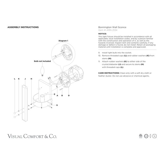 Visual Comfort AERIN for Visual Comfort Signature Bonnington Wall Sconce in Polished Nickel with Alabaster For Sale - Image 4 of 4