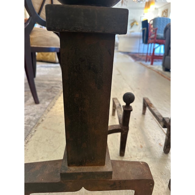 Huge Antique Iron Cannonball Andirons -a Pair For Sale In Philadelphia - Image 6 of 8