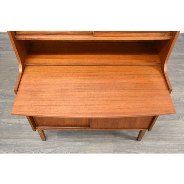 1960s Danish Modern Teak Bookcase Secretary Desk For Sale - Image 9 of 10