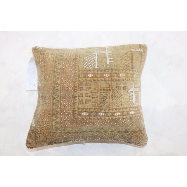 Late 20th Century Tribal Neutral Color Afghan Rug Pillow For Sale - Image 5 of 5