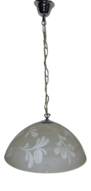 Vintage Ceiling Lamp with a Frosted Glass Shade and Chrome-Plated Metal Frame from Honsel, 2000s