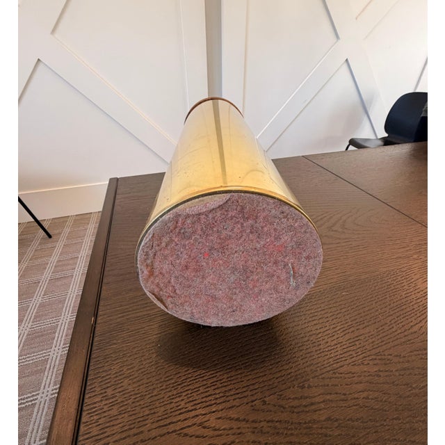 Laurel Lamp Company Mid Century Brass and Wood Cylinder Lamps Attributed to Laurel, Pair For Sale - Image 4 of 9