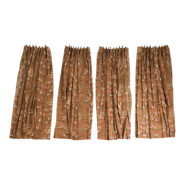 Vintage Drapery Curtain Panels- Group of Four For Sale