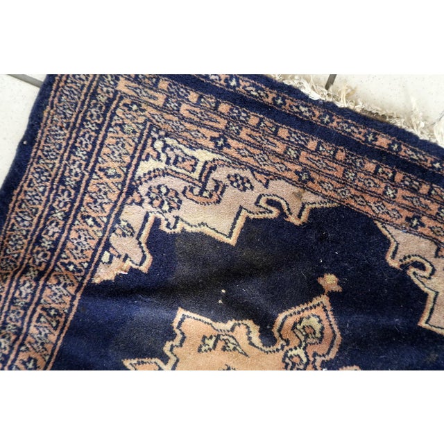 1960s, Handmade Vintage Uzbek Bukhara Rug 2.1' X 2.1' For Sale - Image 11 of 11