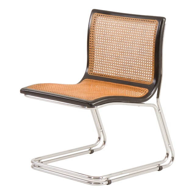 Italian Cantilever Chair with Vienna Straw, 1970s For Sale