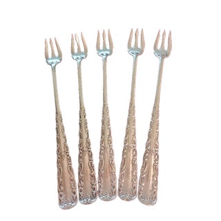 Antique 1847 Rogers Bros Berkshire 1897 A1 Silverplate 3 Tine Fork Set - 5 pcs For Sale