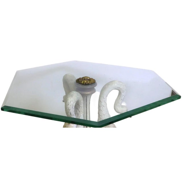 1950s Vintage Mid-Century Italian Neoclassical Hand-Carved Giltwood Swan Accent Table For Sale - Image 5 of 9