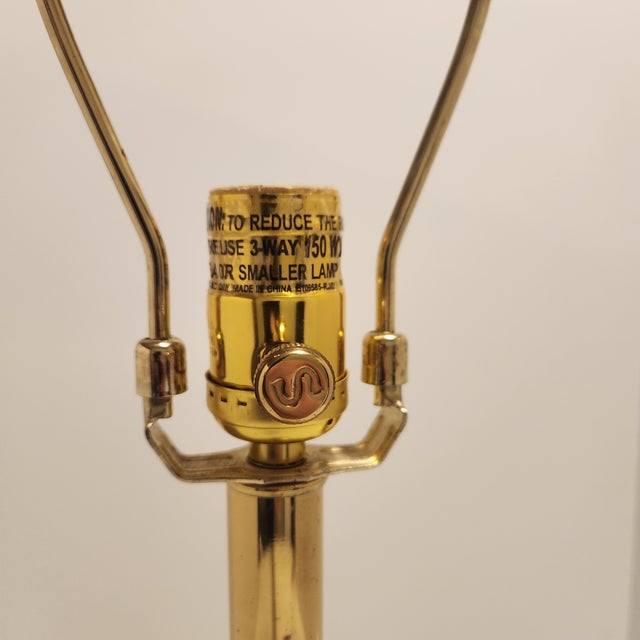 Stiffel Stiffel Neoclassical Polished Brass Candlestick Table Lamp For Sale - Image 4 of 11