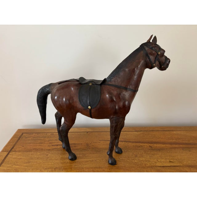 Mid 20th Century Vintage Pieced Leather Horse Figure Sculpture With Glass Eyes For Sale - Image 9 of 11