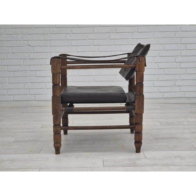 Scandinavian Safari Lounge Chair in Leather and Beech, 1960s For Sale - Image 6 of 18