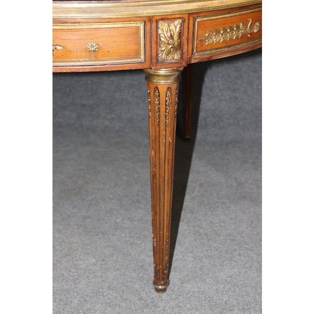 French Louis XVI Style Brass Mounted Dining Table Attributed to Maison Jansen For Sale - Image 13 of 13