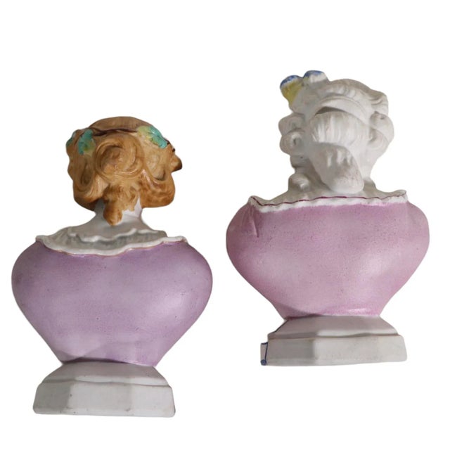 19th Century 2 German Porcelain Bust Figurines C. 19th C For Sale - Image 5 of 10