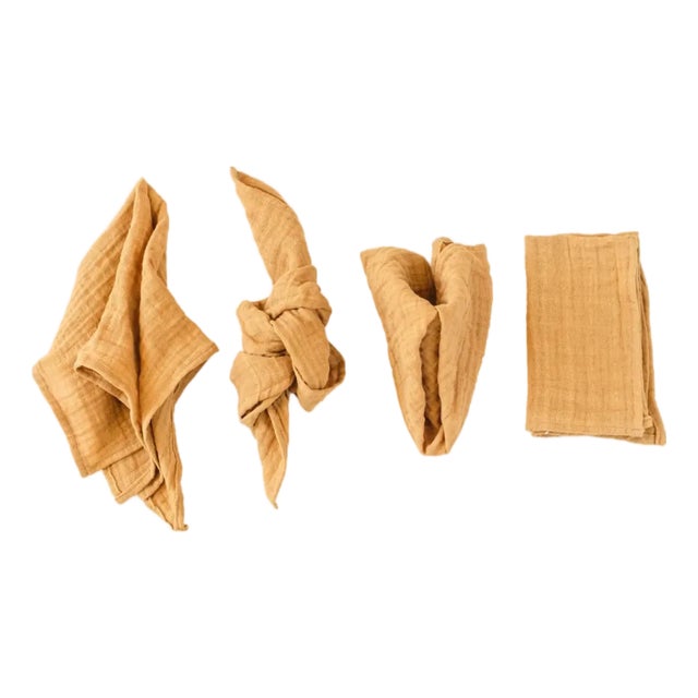 Organic Cotton Napkins - Oro, Set of 4 For Sale