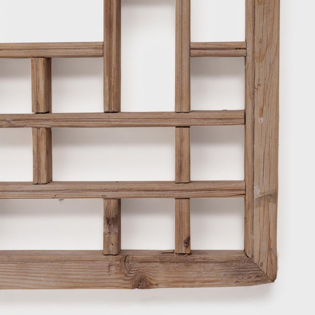 Chinese Geometric Lattice Window Panel, C. 1900 For Sale - Image 4 of 4