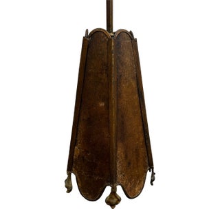 Vintage Brass Hanging Fixture With Mica Shade For Sale