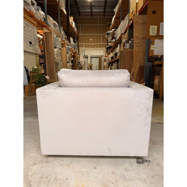 Vanguard Furniture Vanguard Light Gray Lounge Chair With Pewter Accents For Sale - Image 4 of 6