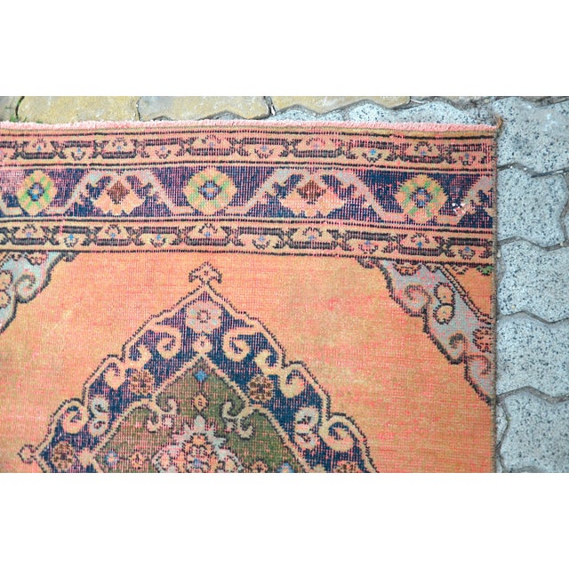 1960s Orange Pastel Anatolian Handmade Runner Carpet For Sale - Image 9 of 11