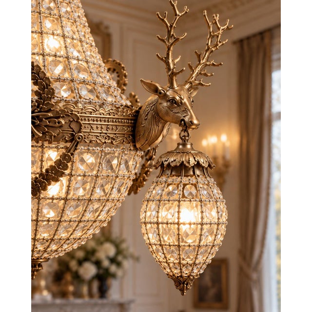 Late 20th Century French Artisan Louis XVI Gold Bronze Chandelier For Sale - Image 14 of 18