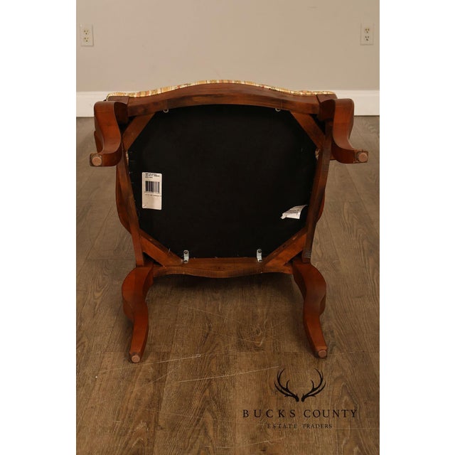 Century French Provincial Style Pair Of Upholstered Ladderback Armchairs For Sale - Image 11 of 18