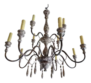 Italian Wood & Iron Chandelier