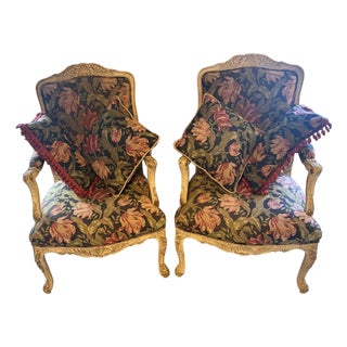Sherrill French Provincial Chairs With Custom Accent Pillows - Set of 2 For Sale
