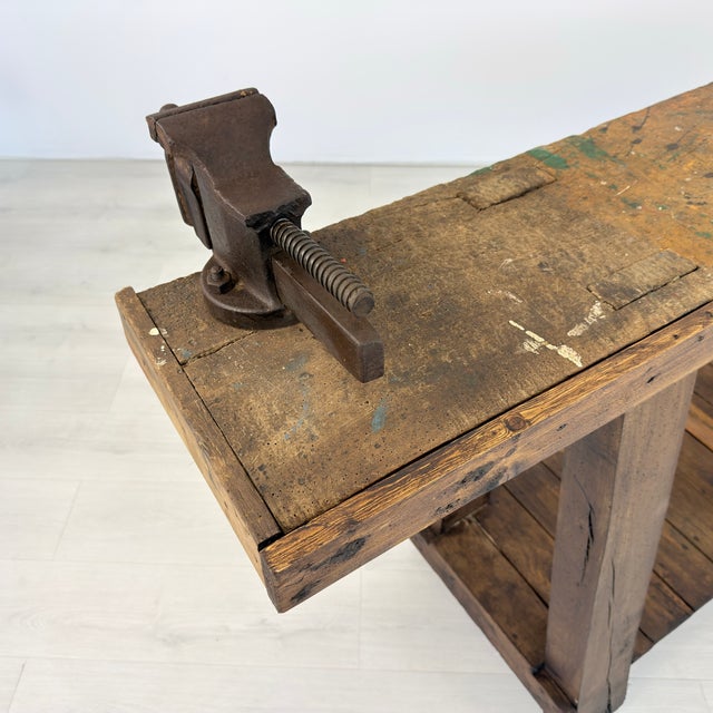 Vintage Carpenters Work Table For Sale - Image 11 of 15