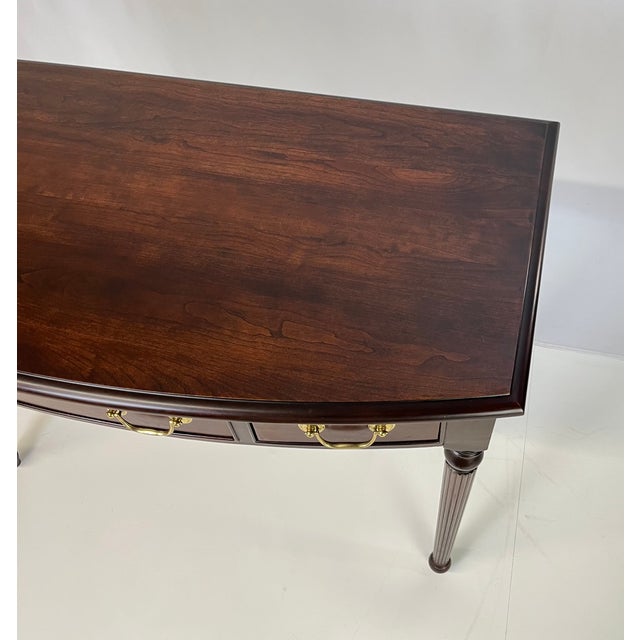 Wood Vintage Harden Furniture "Circa 1991" Collector's Edition Cherry Bowfront Console / Writing Desk For Sale - Image 7 of 16