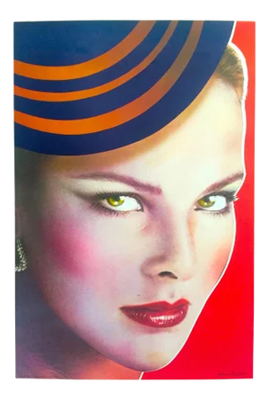 Richard Bernstein 1980 Lithograph Print " Carole Bouquet " Warhol's Interview Magazine Cover Pop Art Poster