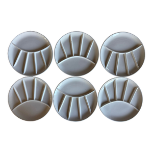 Vintage Divided Ceramic Fondu Plates - Set of 6