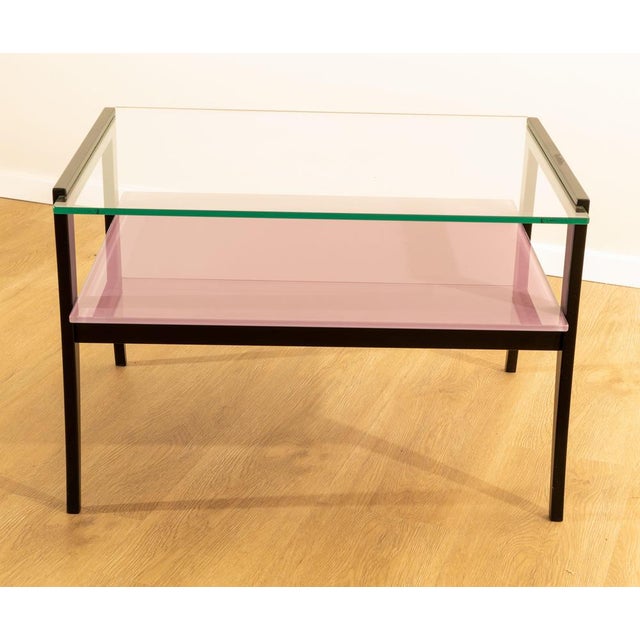 Unique pieces: pair of nightstands in lacquered wood and glass, made in italy, 1970s. Pair of nightstands with lacquered...