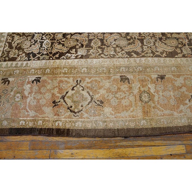 1890s Brown Earth Tone Herati Antique Persian Sultanabad Rug 12' X 15'6" Handknotted Wool Carpet For Sale - Image 4 of 7