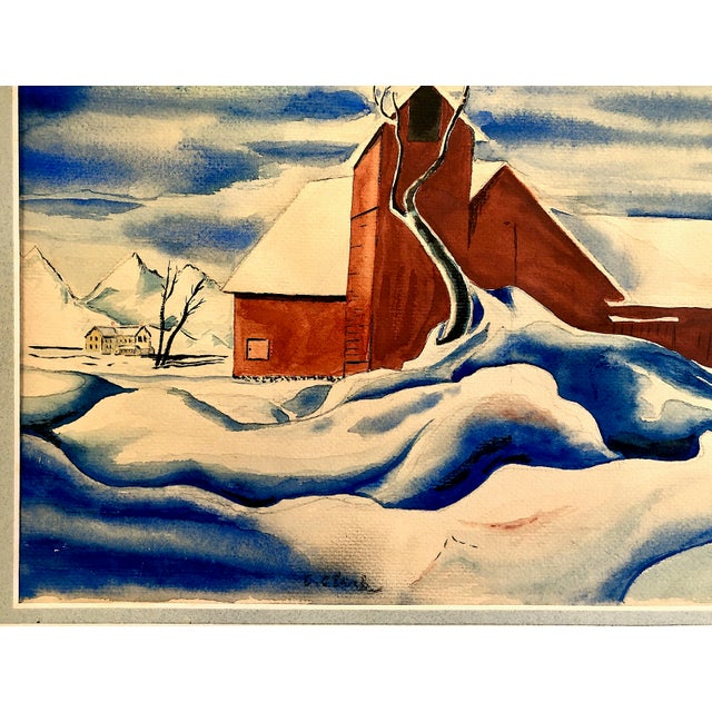 Mid 20th Century A Country Winter Watercolor Scene, by Claude Clark For Sale - Image 5 of 9