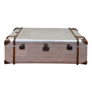 Restoration Hardware Aluminum Steamer Trunk Coffee Table For Sale
