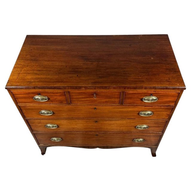 A fine late 18th-century george iii period mahogany chest of drawers, dating to circa 1800, showcasing the elegant...