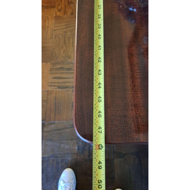 Vintage Queen Anne Cherry Veneer Console Table, 48", Cabriole Legs, Mahogany Finish For Sale - Image 9 of 10