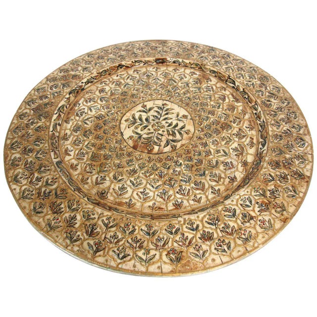 Indian Mughal Style Overlaid and Hand Painted Metal Platter 1950 For Sale - Image 13 of 13