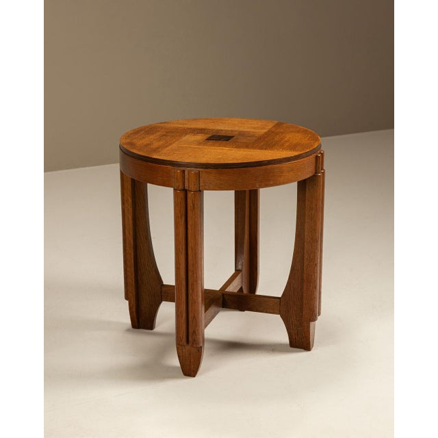 Amsterdam School Side Table in Oak with Coromandel Inlay, Netherlands, 1930s For Sale - Image 10 of 10