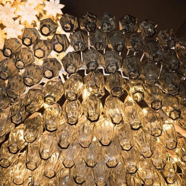 Metal Modernist Handblown Murano Polyhedral Chandelier in Smoked Pewter For Sale - Image 7 of 8